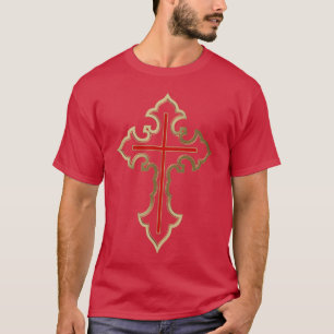 Camiseta cruz cristã ouro