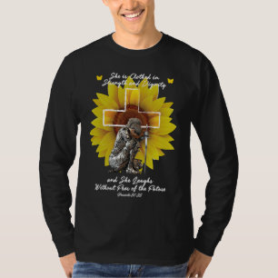 Camiseta Cruz Cristã Para Mulheres Bíblia Verso Girassol