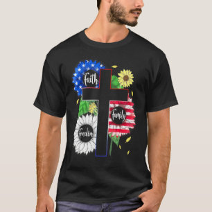 Camiseta Cruz Cristã Patriótica Fé Família Liberdade Ame