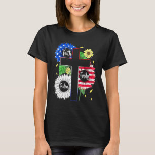 Camiseta Cruz Cristã Patriótica Fé Família Liberdade Ame