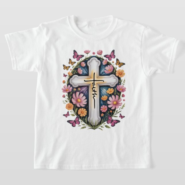 Camiseta Cruz da Fé Floral (Postura )