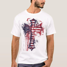Camiseta Cruz de bandeira americana