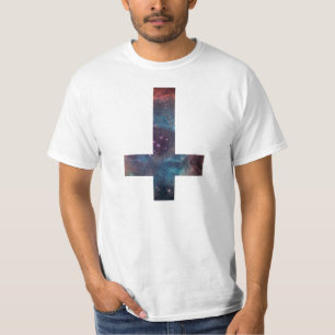 Camiseta Cruz de cabeça para baixo da nebulosa da galáxia