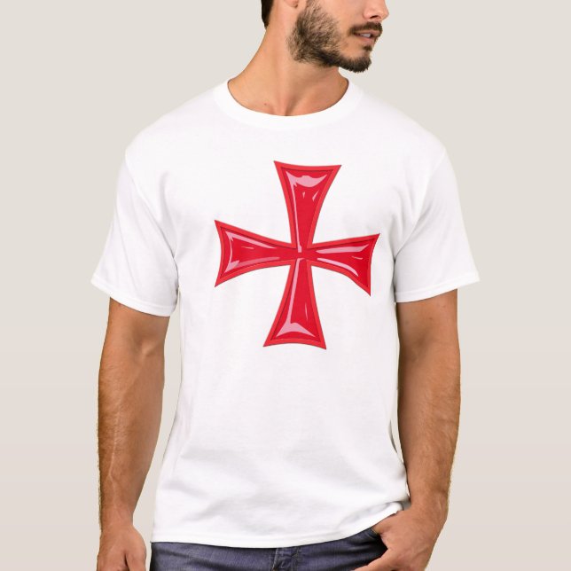 Camiseta cruz de cavaleiro vermelha (Frente)