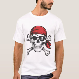 Camiseta Cruz de Caveira de Pirata Halloween