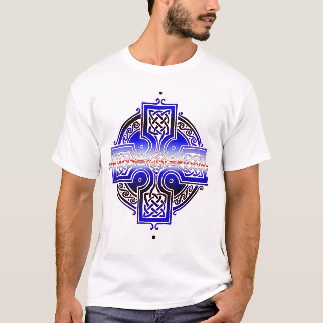 Camiseta Cruz de couro de Knotwork do céltico do orgulho (Frente)