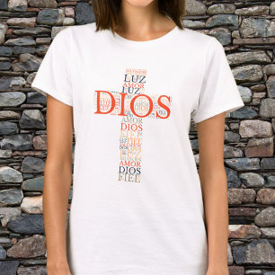 Camiseta Cruz de Deus e Fé Mulher Cristã Espanhol