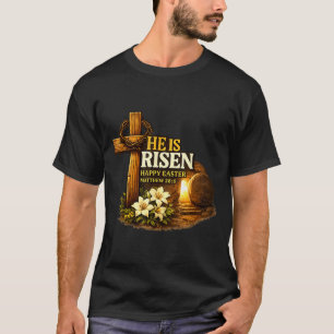 Camiseta cruz de páscoa ele ressuscitou jesus cristão homen