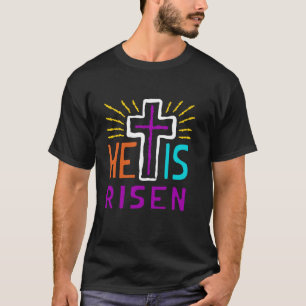 Camiseta Cruz de Páscoa Ele Ressuscitou Jesus Cristão Homen