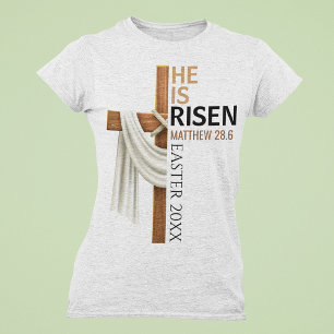 Camiseta Cruz de Páscoa Vintage Personalizada Ele Ressuscit
