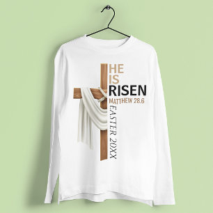 Camiseta Cruz de Páscoa Vintage Personalizada Ele Ressuscit