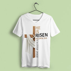Camiseta Cruz de Páscoa Vintage Personalizada Ele Ressuscit