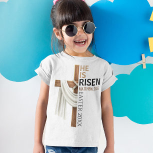 Camiseta Cruz de Páscoa Vintage Personalizada Ele Ressuscit
