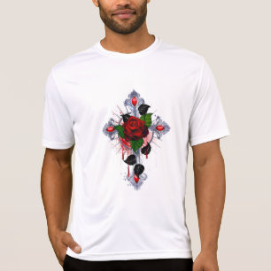 Camiseta Cruz de Prata com Rosa vermelha
