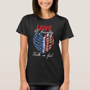 Camiseta Cruz do Coração Patriótico da Fé Cristã em Deus 4