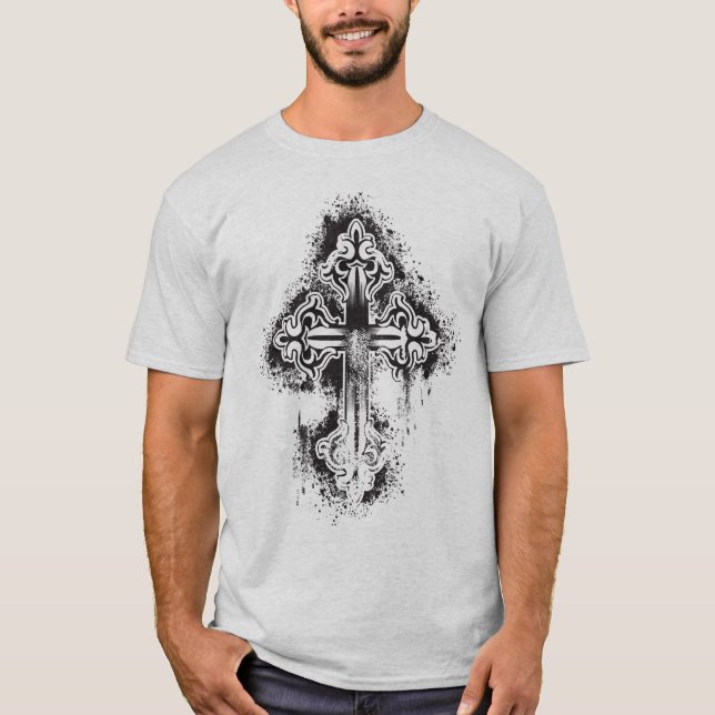 Camiseta Cruz do estêncil - personalizada (Frente)