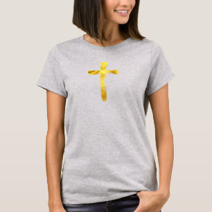 Camiseta Cruz Dourado da escova - crucifixo religioso