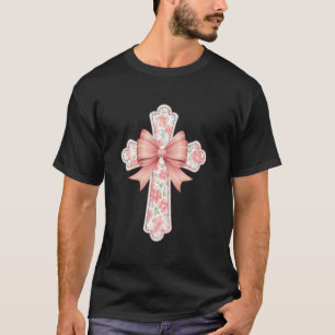 Camiseta Cruz Floral com Arco Fé Cristã Páscoa Primavera