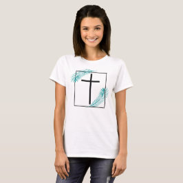 Camiseta Cruz Geométrica Fé Cristã Tropical