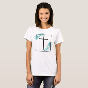 Camiseta Cruz Geométrica Fé Cristã Tropical