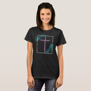 Camiseta Cruz Geométrica Fé Cristã Tropical