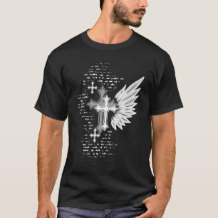 Camiseta Cruz Gótica Com Asas Alt Emo Grunge