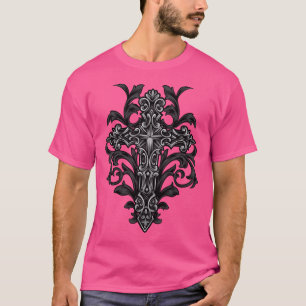 Camiseta Cruz Gótica Ornamental