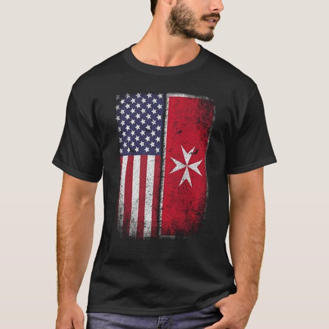 Camiseta Cruz maltesa americana da herança de Malta do (Frente)