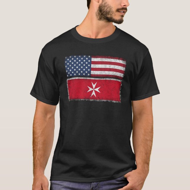 Camiseta Cruz maltesa da herança de Malta do t-shirt da (Frente)