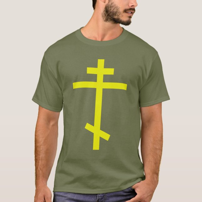Camiseta Cruz Ortodoxa Amarela. Bebida (Frente)