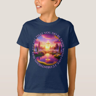 Camiseta Cruz ouro em um Jardim Tropical Celestial