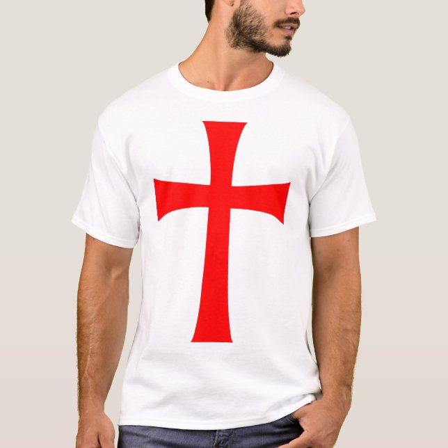 Camiseta Cruz pátea reta vermelha tipo templária grande (Frente)