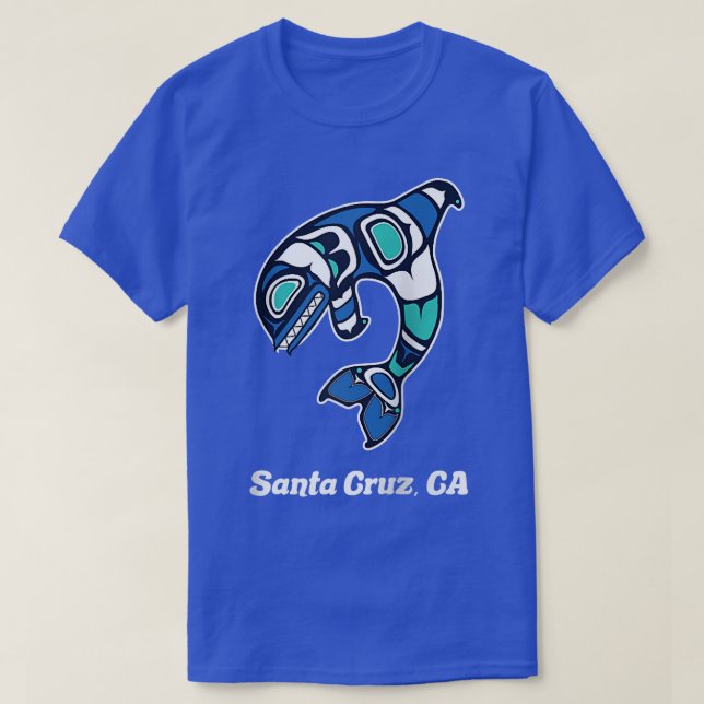Camiseta Cruz Santa CA Native American Tribal Orca Killer W (Frente do Design)