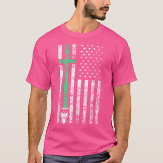 Camiseta Cruz Traktor Patriota Americano Fazendeiro Cristão