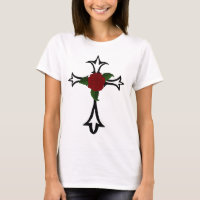 Cruz Tribal Com Camisa-T Rosa vermelha