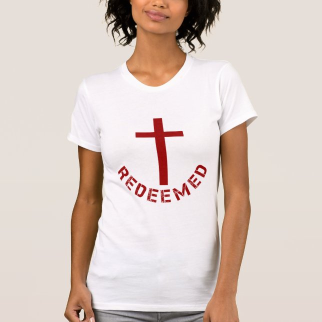 Camiseta Cruz Vermelha e Design de texto resgatados por cri (Frente)