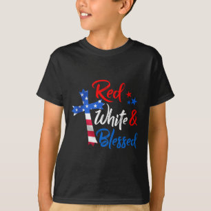 Camiseta Cruz Vermelho Branco & Bendito 4 de Julho Homens M