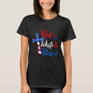 Camiseta Cruz Vermelho Branco & Bendito 4 de Julho Homens M