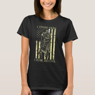 Camiseta Cruzado Eu Fico Aqui Eu Não Tenho Medo Cavaleiro T