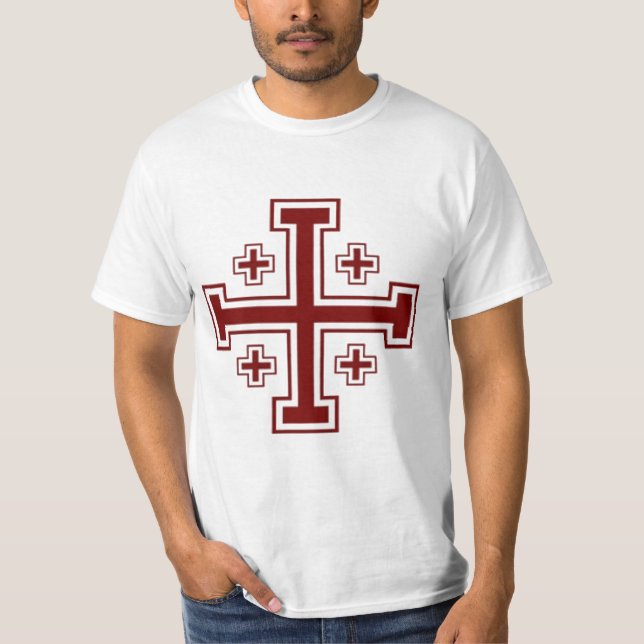 Camiseta Cruzado papal da cruz de Jerusalem (Frente)