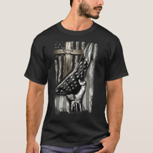 Camiseta Cruzamento atrás da bandeira dos EUA Deus Religios