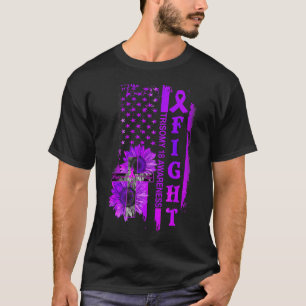 Camiseta Cruzamento de Girassol Trisomia 18 Sensibilização