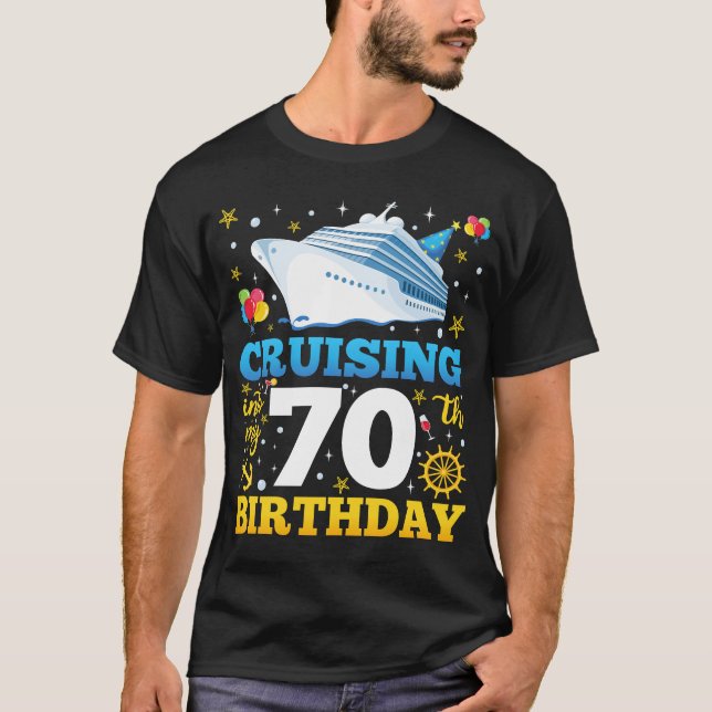 Camiseta Cruzando Em Meus 70 Homens Festas de aniversário (Frente)