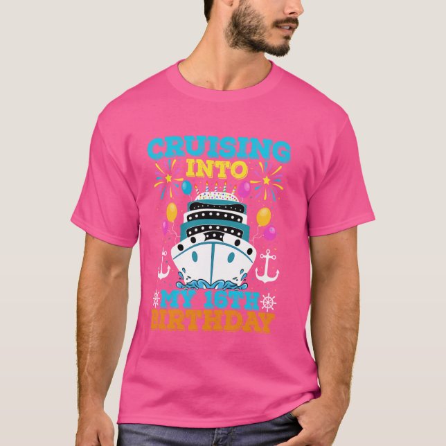 Camiseta Cruzando na minha 16ª Festa de aniversário, Tema d (Frente)