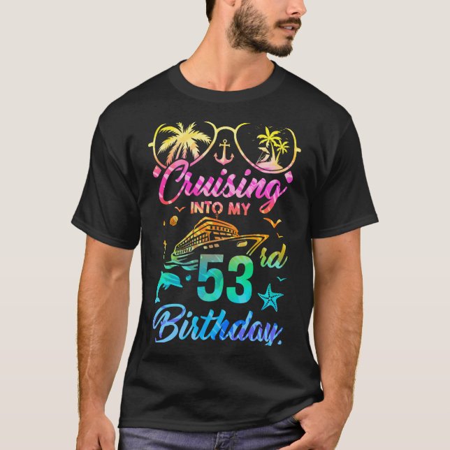 Camiseta Cruzando Na Minha 53ª Festa de aniversário, 53 Ano (Frente)