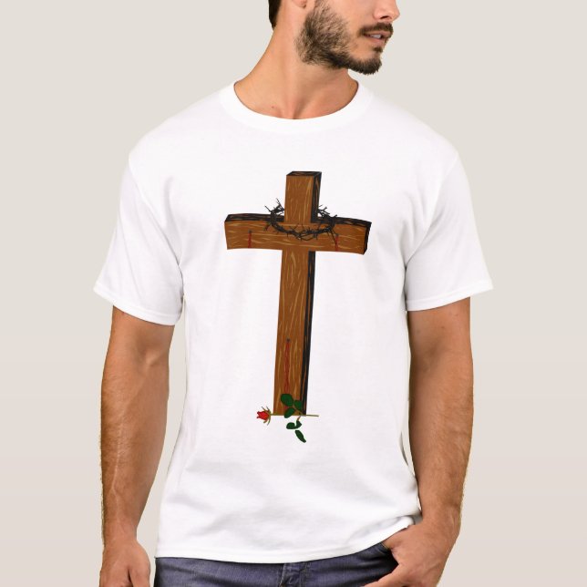 Camiseta Cruzar Com Uma Espada E Rosa (Frente)