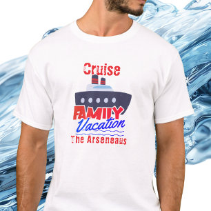 Camiseta Cruzeiro de Férias da Família Bonita Azul e Vermel