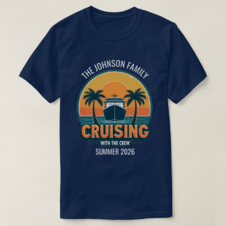 Camiseta Cruzeiro de Férias da Família Retro Pôr do Sol Per