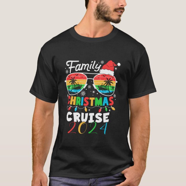 Camiseta Cruzeiro de Natal da Família 2024 Navio Merry Xmas (Frente)