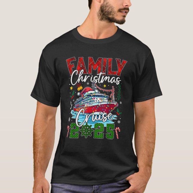 Camiseta Cruzeiro de Natal Familiar 2025 Homens Xmas Com Ho (Frente)
